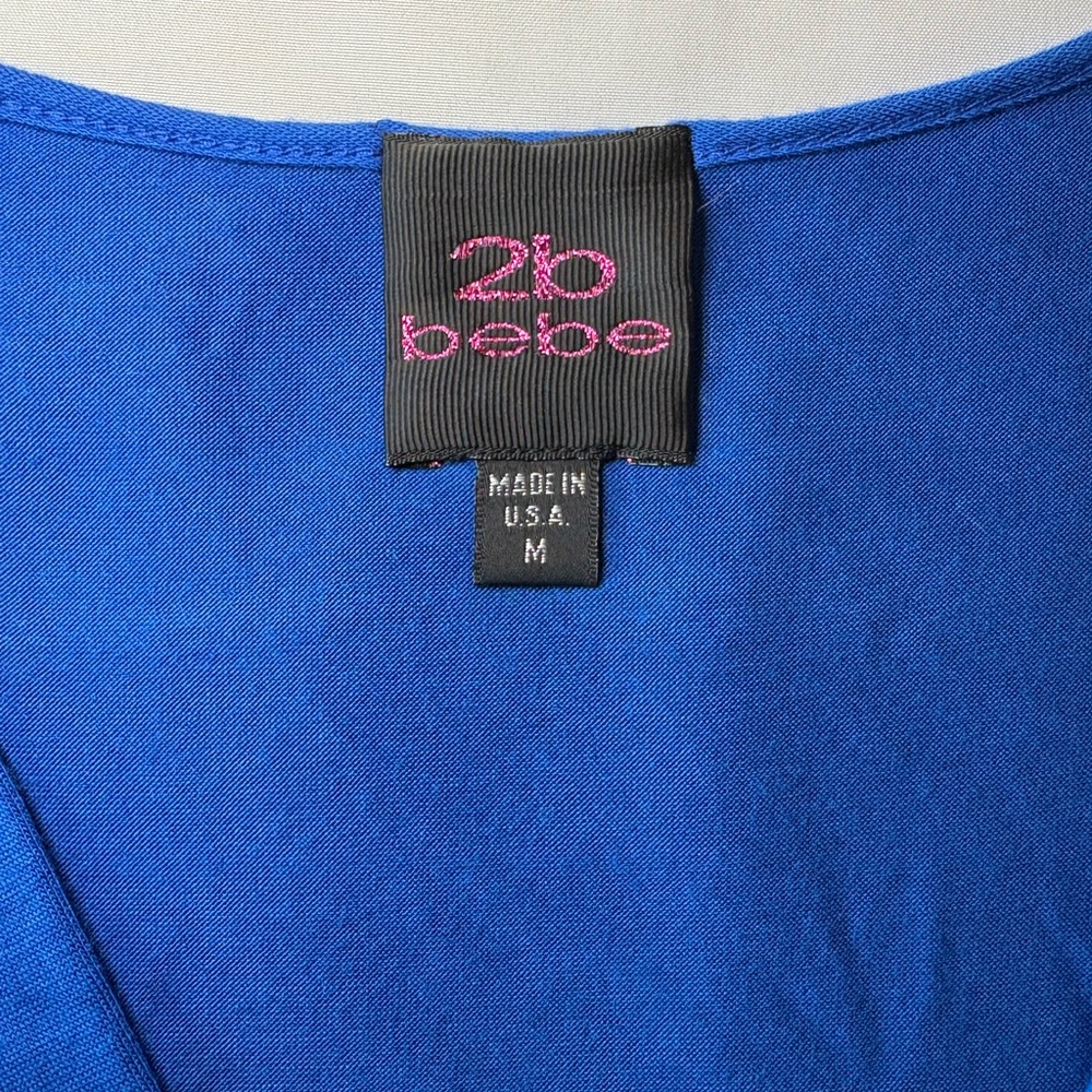 2B Bebe Y2K Cobalt Blue Sleeveless Blouse with Black Belt Size‎ M - Picture 5 of 6